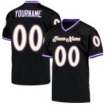 Custom Black White-Purple Mesh Football Jersey with Personalized Name and Number - Authentic Throwback Style Personalized