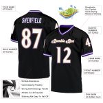 Custom Black White-Purple Mesh Football Jersey with Personalized Name and Number - Authentic Throwback Style Personalized