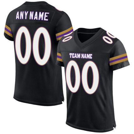 Personalized Football Jersey - Black White Purple Mesh, Customizable Design 2 Personalized Black White-Purple Mesh Football