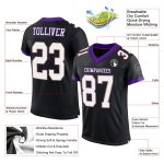 Custom Mesh Football Jersey Black White Purple Size 3 Personalized Black White-Purple Mesh Football Jersey 3