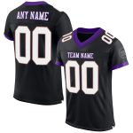 Custom Mesh Football Jersey Black White Purple Size 3 Personalized Black White-Purple Mesh Football Jersey 3