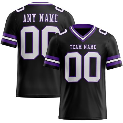 Custom Black White Purple Mesh Football Jersey - Personalized Sportswear 4 Personalized Black White-Purple Mesh Football