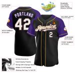 Custom Name Number Baseball Jersey - Personalized Black White Purple Old Gold Authentic Raglan Sleeves Personalized Black