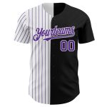 Custom Name Number Baseball Jersey - Personalized Black White Purple Pinstripe Authentic Split Fashion Team Apparel Personalized