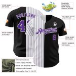 Custom Name Number Baseball Jersey - Personalized Black White Purple Pinstripe Authentic Split Fashion Team Apparel Personalized