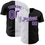 Custom Name Number Baseball Jersey - Personalized Black White Purple Pinstripe Authentic Split Fashion Team Apparel Personalized