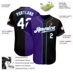 Personalized Black Purple Split Fashion Baseball Jersey for Men and Women Personalized Black White-Purple Split Fashion Baseball