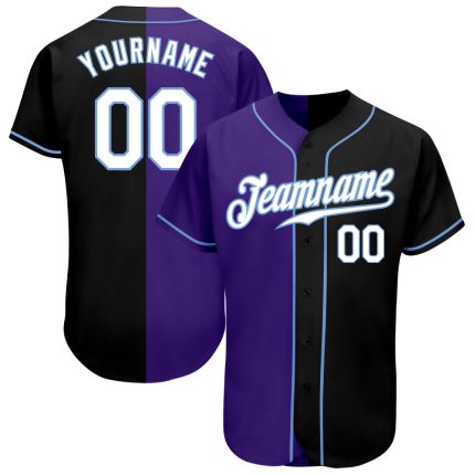 Personalized Black Purple Split Fashion Baseball Jersey for Men and Women Personalized Black White-Purple Split Fashion Baseball