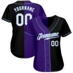 Personalized Black Purple Split Fashion Baseball Jersey for Men and Women Personalized Black White-Purple Split Fashion Baseball