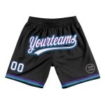 Custom Name Number Basketball Shorts Personalized Black White Purple Teal Authentic Throwback Design Personalized Black White