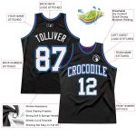 Personalized Basketball Jersey Black White Purple Teal Throwback Style Personalized Black White Purple-Teal Throwback Basketball