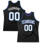 Personalized Basketball Jersey Black White Purple Teal Throwback Style Personalized Black White Purple-Teal Throwback Basketball