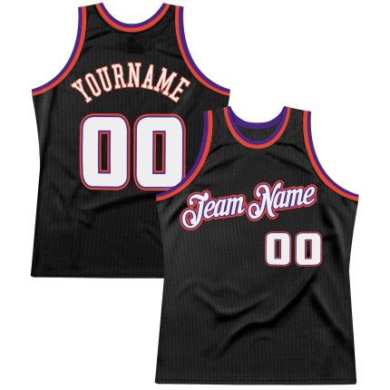 Personalized Black and Purple Throwback Basketball Jersey - Custom Jersey 2 Personalized Black White-Purple Throwback Basketball
