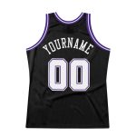 Personalized Black Purple Throwback Basketball Jersey for Men - Style 3 Personalized Black White-Purple Throwback Basketball