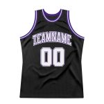 Personalized Black Purple Throwback Basketball Jersey for Men - Style 3 Personalized Black White-Purple Throwback Basketball