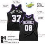 Personalized Black Purple Throwback Basketball Jersey for Men - Style 3 Personalized Black White-Purple Throwback Basketball