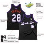 Personalized Throwback Basketball Jersey in Black White Purple - Size 4 Personalized Black White-Purple Throwback Basketball