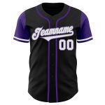 Personalized Two Tone Black White Purple Baseball Jersey for Men and Women Personalized Black White-Purple Two Tone Baseball