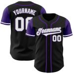 Personalized Two Tone Black White Purple Baseball Jersey for Men and Women Personalized Black White-Purple Two Tone Baseball