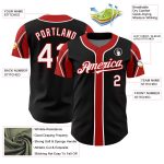 Custom Baseball Jersey, Personalized Black White Red, Team with Name & Number, Authentic Arm Shapes Personalized Black White-Red