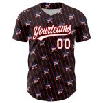 Custom American Flag Baseball Jersey - Personalized Black White Red 3D Stars with Team Name and Number Personalized Black