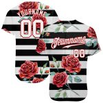 Personalized 3D Mandalas Baseball Jersey in Black, White, and Red Colors Personalized Black White-Red 3D Mandalas Baseball