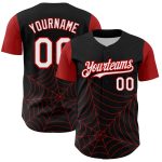Custom Name Number Baseball Jersey 3D Spider Web Pattern Black White Red Authentic Design Personalized Black White-Red 3D