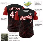 Custom Name Number Baseball Jersey 3D Spider Web Pattern Black White Red Authentic Design Personalized Black White-Red 3D