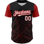 Custom Name Number Baseball Jersey 3D Spider Web Pattern Black White Red Authentic Design Personalized Black White-Red 3D