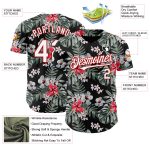 Custom Personalized Tropical Hawaii Plant Baseball Jersey - 3D Black White Red Design with Name and Number Personalized Black