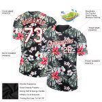 Custom Name & Number Tropical Hawaii Plant T-Shirt - Personalized 3D Black White-Red Design Performance Tee Personalized