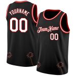 Custom Name Number Basketball Jersey Hawaii Palm Trees 3D Pattern Black White Red Authentic Personalized Black White-Red