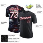 Personalized 3D Skull American Flag Performance T-Shirt in Black White-Red Personalized Black White-Red 3D Skull And American