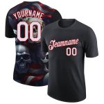 Custom Name 3D Skull American Flag Personalized Performance T-Shirt Black Red White Personalized Black White-Red 3D Skull