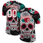 Custom Name Number 3D Skull T-Shirt - Personalized Black White Red Fashion Performance Shirt Personalized Black White-Red