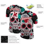 Custom Name Number 3D Skull T-Shirt - Personalized Black White Red Fashion Performance Shirt Personalized Black White-Red