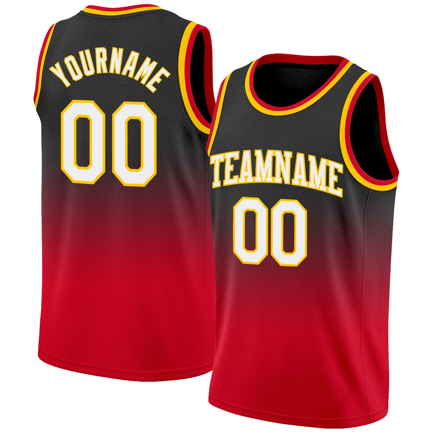 Personalized Authentic Fade Fashion Basketball Jersey in Black, White, and Red Personalized Black White-Red Authentic Fade