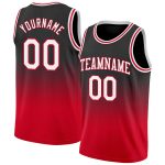 Custom Name & Number Basketball Jersey - Personalized Black White Red Authentic Fade Fashion Style Personalized Black White-Red