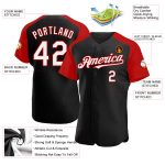 Custom Baseball Jersey with Personalized Name and Number - Black White Red Authentic Raglan Sleeves Personalized Black White-Red