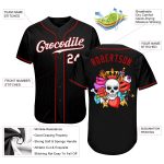 Custom Name Number Skull Baseball Jersey - Personalized Black White Red Fashion Team Shirt Personalized Black White-Red Authentic