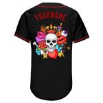 Custom Name Number Skull Baseball Jersey - Personalized Black White Red Fashion Team Shirt Personalized Black White-Red Authentic