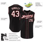 Personalized Authentic Black White Red Sleeveless Baseball Jersey Personalized Black White-Red Authentic Sleeveless Baseball