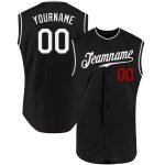 Custom Name Number Personalized Baseball Jersey Black White Red Sleeveless Authentic Team Personalized Black White-Red Authentic