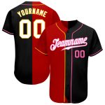 Personalized Authentic Black Red White Split Fashion Baseball Jersey Personalized Black White-Red Authentic Split Fashion