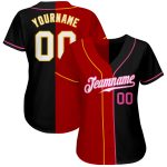 Personalized Authentic Black Red White Split Fashion Baseball Jersey Personalized Black White-Red Authentic Split Fashion