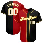 Custom Split Fashion Baseball Jersey - Personalized Black White Red with Team Name & Number Personalized Black White-Red