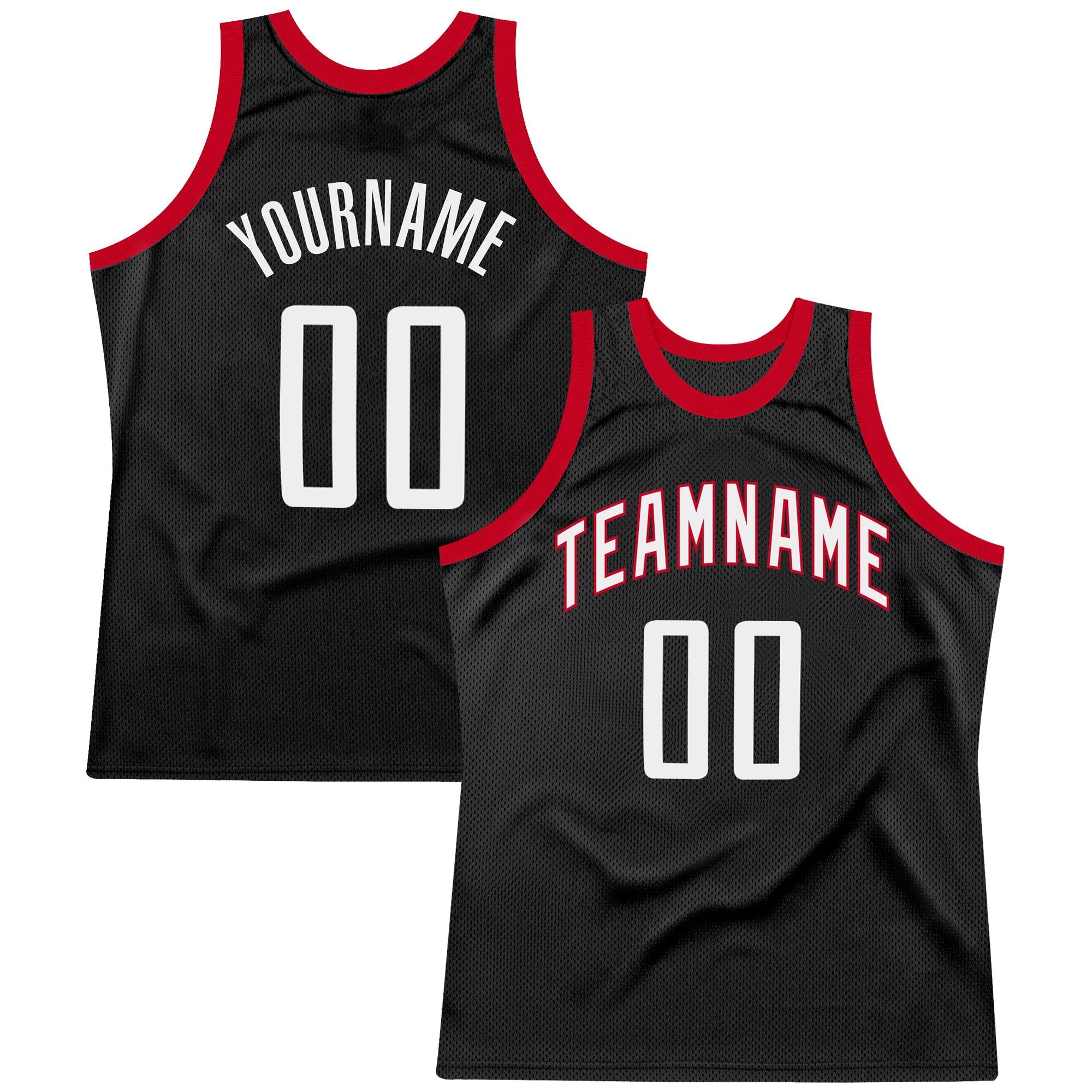 Personalized Black and Red Authentic Throwback Basketball Jersey Personalized Black White-Red Authentic Throwback Basketball