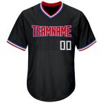 Personalized Authentic Baseball Jersey Shirt - Black Red White Rib-Knit Throwback Design Personalized Black White-Red Authentic