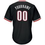 Custom Personalized Baseball Jersey Shirt with Name and Number - Authentic Black White Red Rib-Knit Throwback Design Personalized