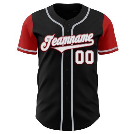 Personalized Two Tone Baseball Jersey in Black White Red - Authentic Style Personalized Black White-Red Authentic Two Tone